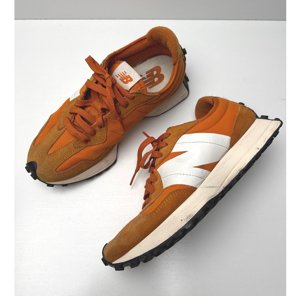 New Balance 327 Mens Orange Tan Suede Mesh Sneakers MS327GC Size 8